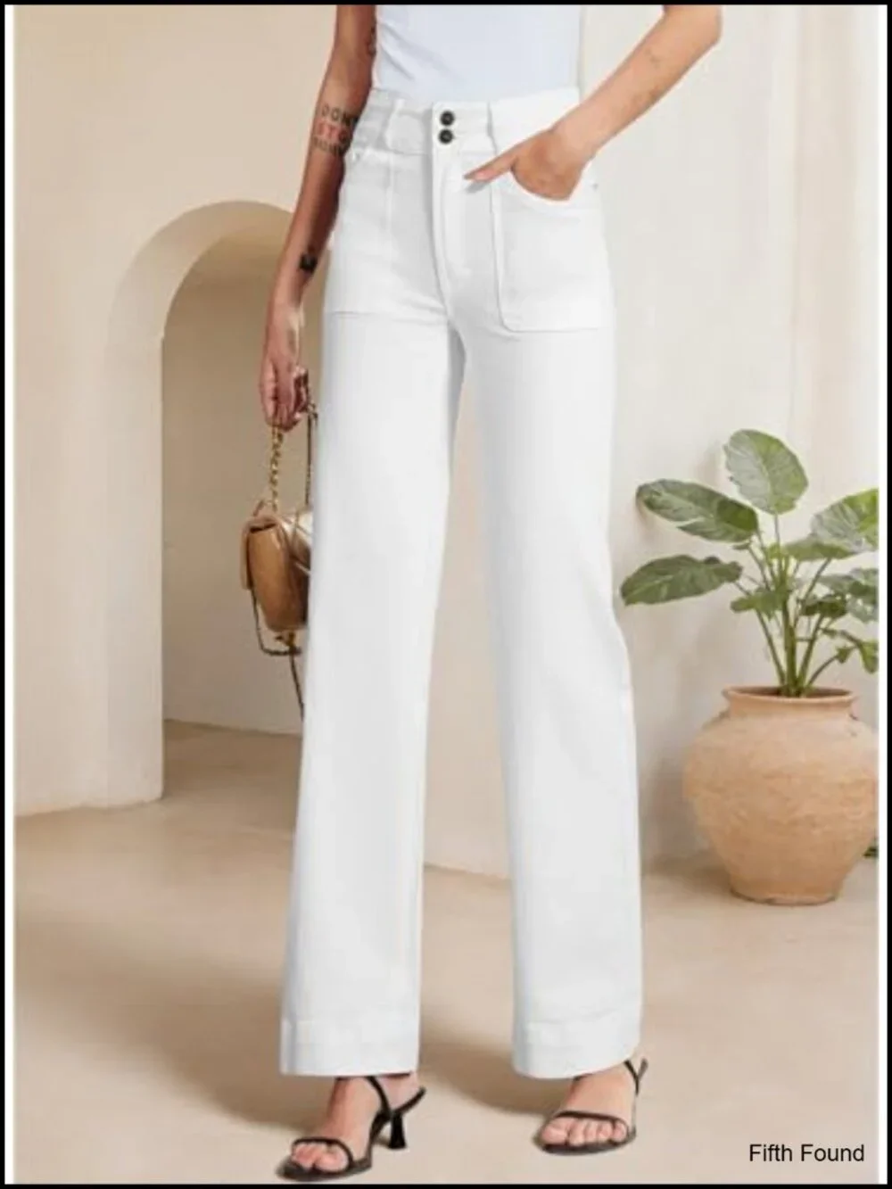 High Waisted Wide Leg Tummy Control Stretch Jeans